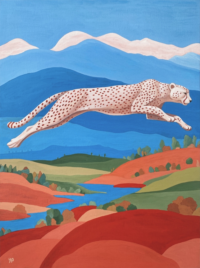 Painting for sale online - Leaping Cheetah