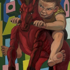 Painting for sale online - Riding the Red Horse