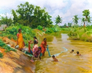 Painting for sale online - Life by the river