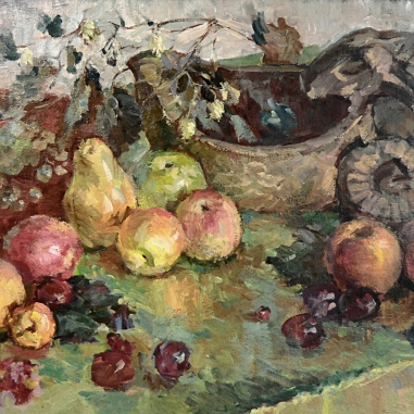 Painting for sale online - Bratina, peaches and hops