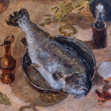 Painting for sale online - Still life with trout