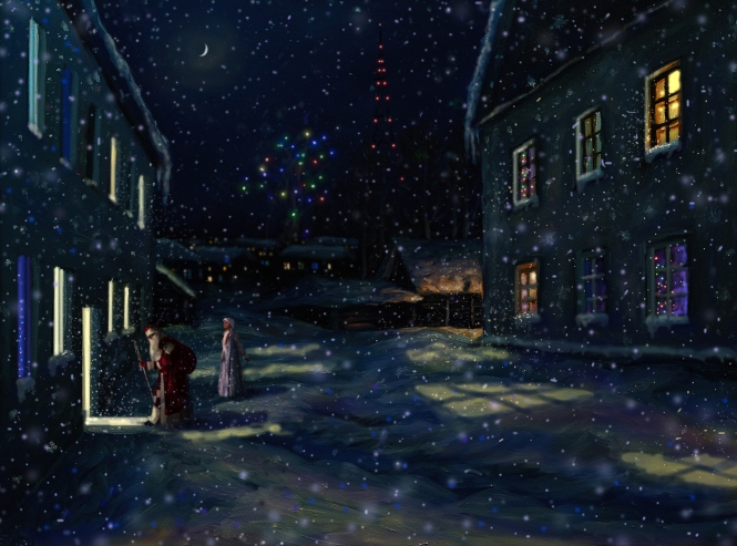 Painting for sale online - New Year in old courtyards
