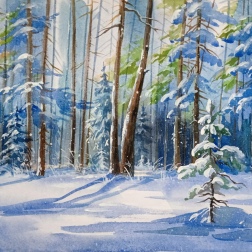 Painting for sale online - Snowy morning