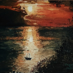 Painting for sale online - Sunset view. Black sea