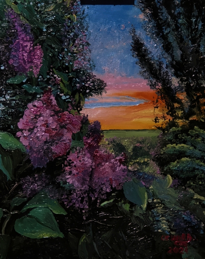 Painting for sale online - Lilac at sunset