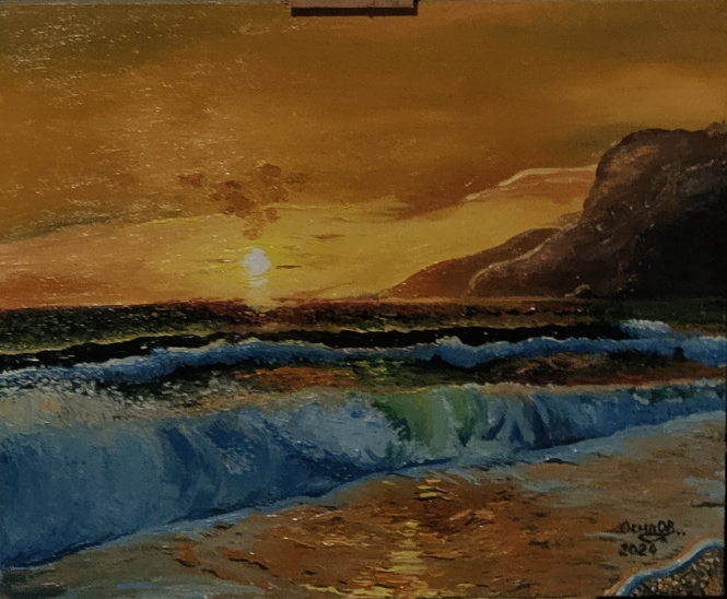 Painting for sale online - Golden sunset on the Black Sea