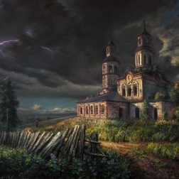 Painting for sale online - Thunderstorm, ray of sunshine
