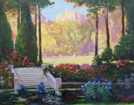 Painting for sale online - The Romantic Garden (based on Thomas Edwin Mostyn)