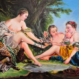 Painting for sale online - Diana after the Hunt (copy of a painting by Francois Bou)