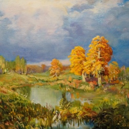 Painting for sale online - Swamp in the forest. Autumn. (copy of the painting by F. Vasiliev)