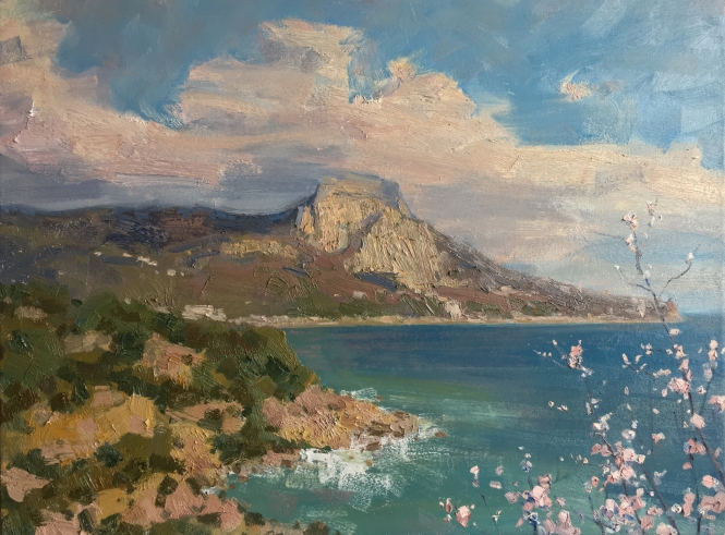 Painting for sale online - Deep harbor. Blossoming almond