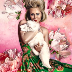 Painting for sale online - Girl with a white cat