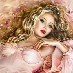 Painting for sale online - Girl in pink