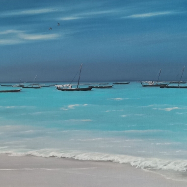 Painting for sale online - Fishing village Nungwi, Zanzibar island