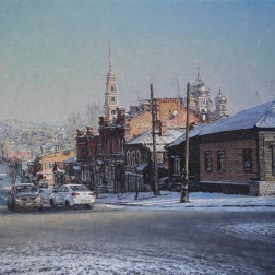 Painting for sale online - First snow in Saratov. Simbirskaya street