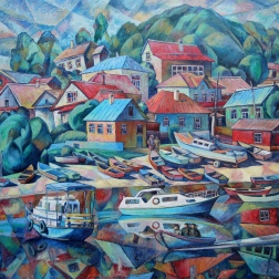 Painting for sale online - Summer cottage village