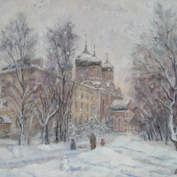 Painting for sale online - Winter in the Izmailovo estate. Pokrovsky Cathedral