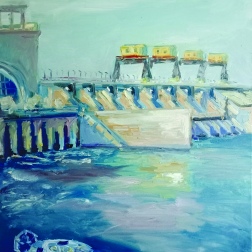 Painting for sale online - Zavolzhskaya hydroelectric power station. A look from the inside.