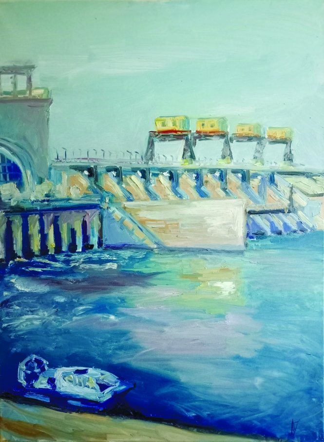 Painting for sale online - Zavolzhskaya hydroelectric power station. A look from the inside.