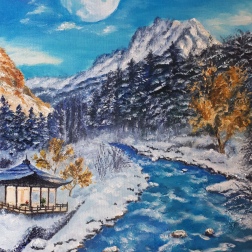Painting for sale online - House by the river