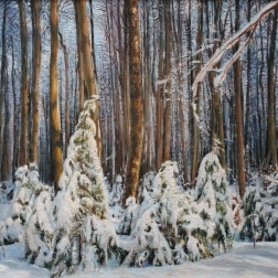 Painting for sale online - Christmas trees in the snow