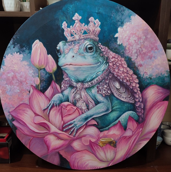 Painting for sale online - The Frog Princess. Fairytale Lotus