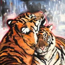 Painting for sale online - Tigers, hugs.