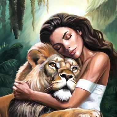 Painting for sale online - The Girl and the Lion