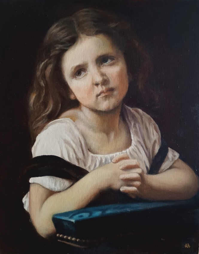Painting for sale online - Free copy of the painting by Adolphe William Bouguereau. Prayer