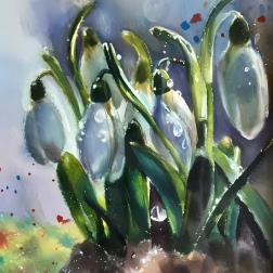 Painting for sale online - Spring snowdrops