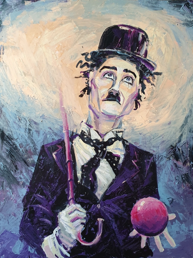 Painting for sale online - Charlie Chaplin.Незабываемая история