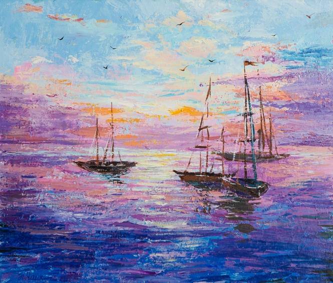 Painting for sale online - Morning for fishermen