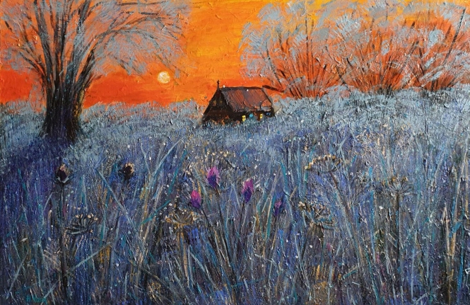 Painting for sale online - The winter evening will fall into a quiet sleep