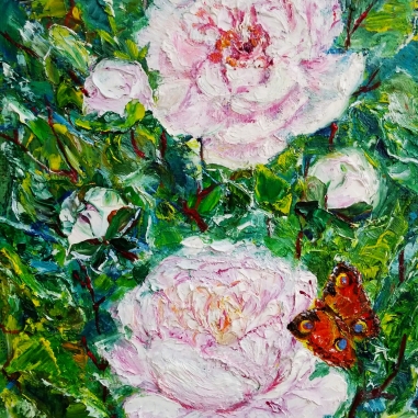 Painting for sale online - Peonies are blooming on the bushes