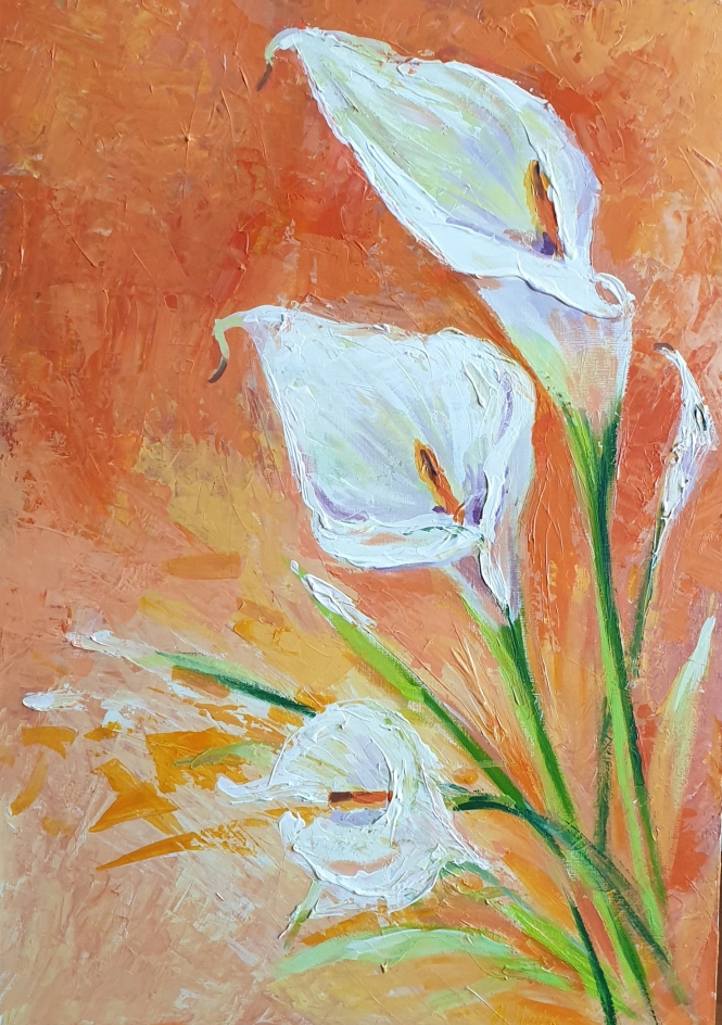Painting for sale online - Mysterious Calla Lilies
