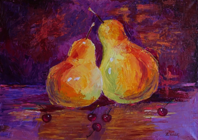 Painting for sale online - Still life with pears and cherries