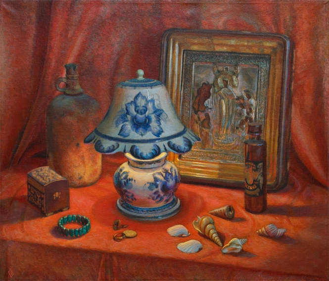 Painting for sale online - Still life with a burning lamp
