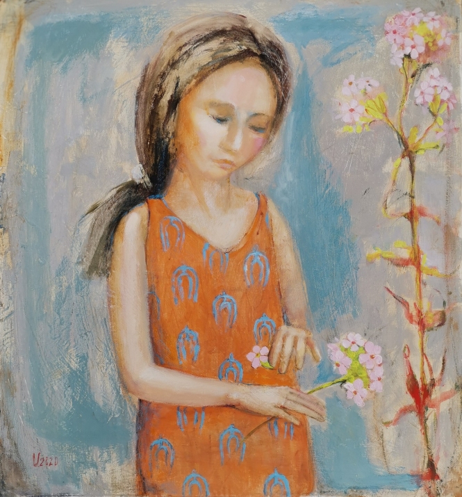 Painting for sale online - Girl with a flower