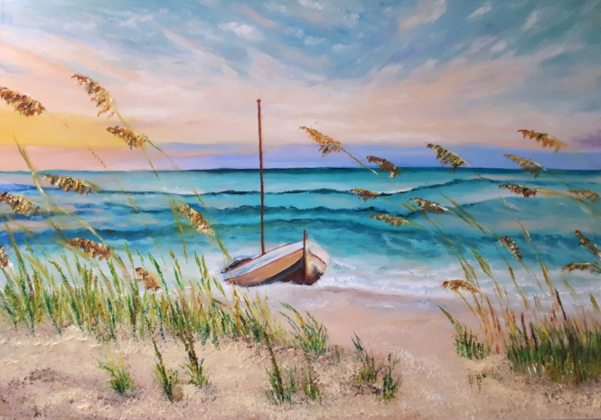 Painting for sale online - Sea wind in coastal grass