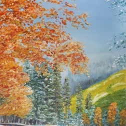 Painting for sale online - The breath of winter on the fiery leaves