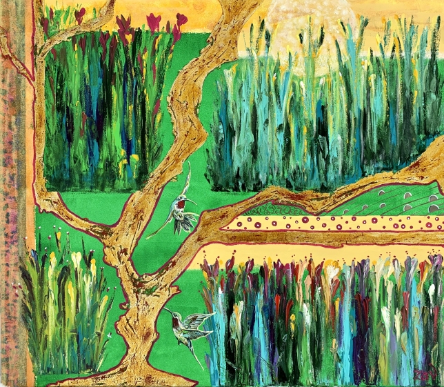 Painting for sale online - Hummingbird’s paradise 
