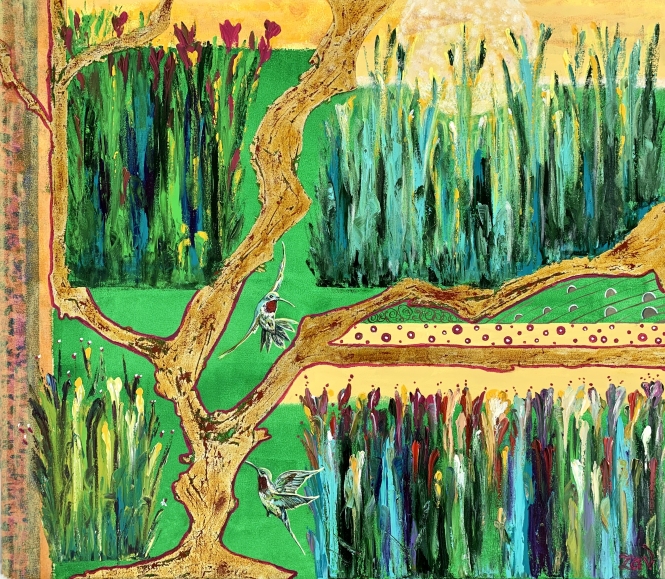 Painting for sale online - Hummingbird’s paradise
