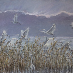 Painting for sale online - The herons have arrived