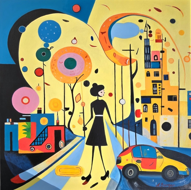 Painting for sale online - Kandinsky-Inspired Abstract Acrylic Painting