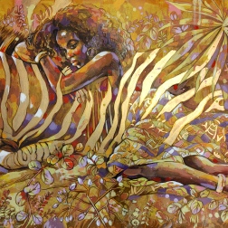 Painting for sale online - Golden zebra