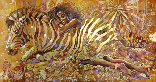 Painting for sale online - Golden zebra