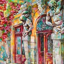 Painting for sale online - Entrance with Atlases