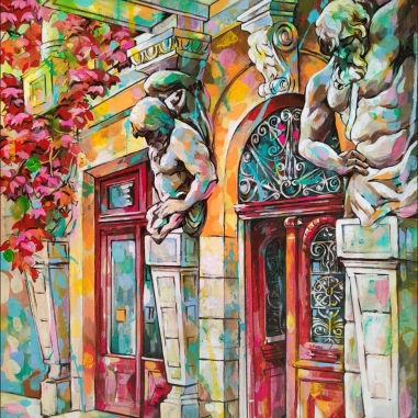 Painting for sale online - Entrance with Atlases