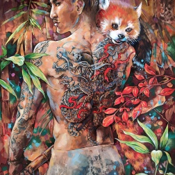 Painting for sale online - Red Panda Gardian