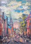 Painting for sale online - Old alley of Prague. Night.